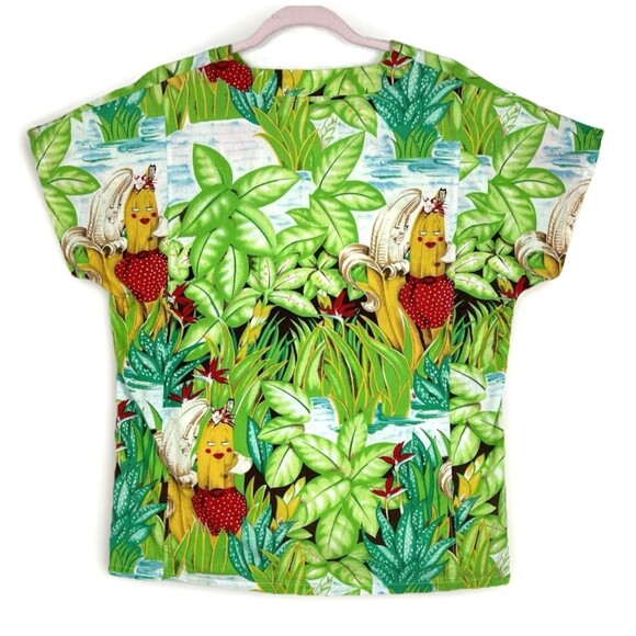 Dr Beach Medical Scrub Shirt Womens SZ M Tropical Green Whimsical Work wear - Picture 2 of 7